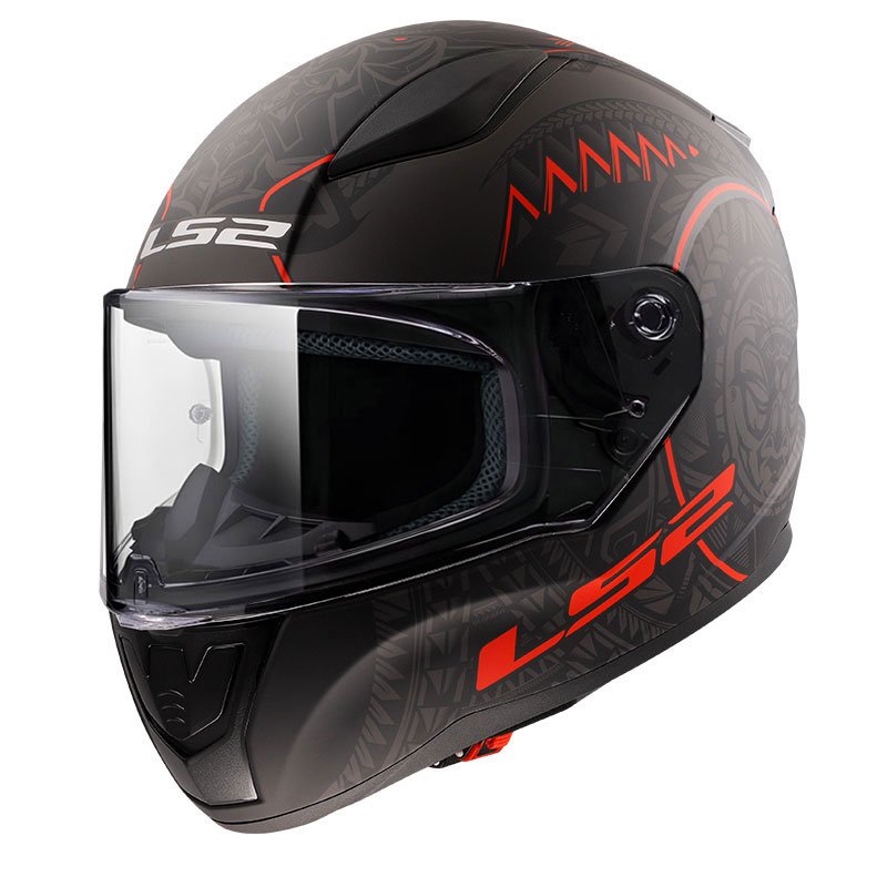 LS2 RAPID 2 TAKAROA MAT SİYAH - KIRMIZI KAPALI KASK