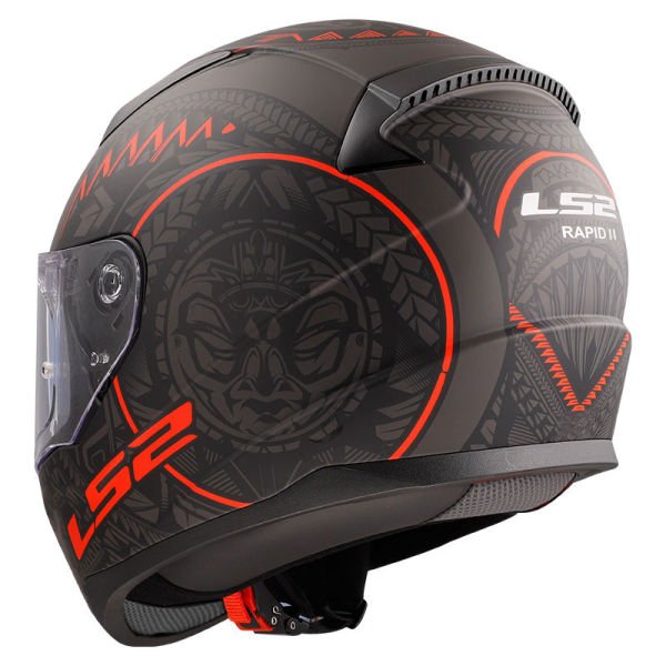 LS2 RAPID 2 TAKAROA MAT SİYAH - KIRMIZI KAPALI KASK