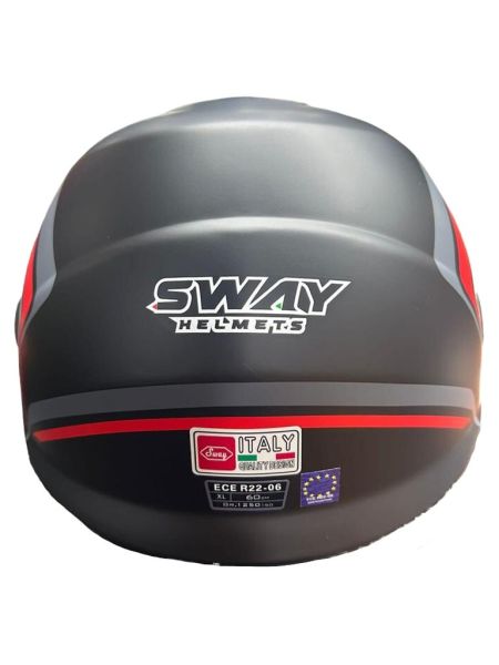 Sway 737 Camlı Güneş Gözlüklü YARIM KASK SİYAH KIRMIZI GRİ