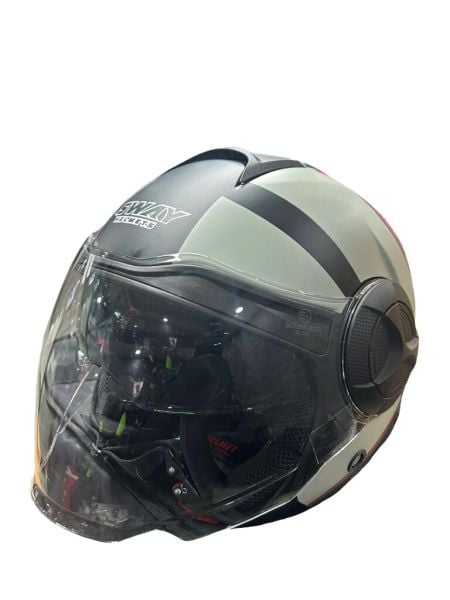 Sway 737 Camlı Güneş Gözlüklü YARIM KASK SİYAH KIRMIZI GRİ