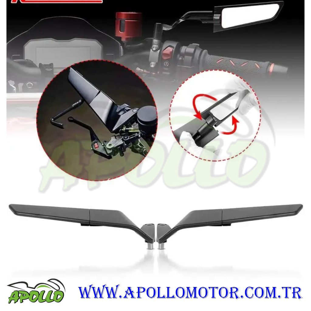 MOTOSİKLET GİDON KANAT AYNA UNİVERSEL H3390 V3 HONDA - YAMAHA - SUZUKİ BEYAZ CAMLI 180 Derece Dönebilen