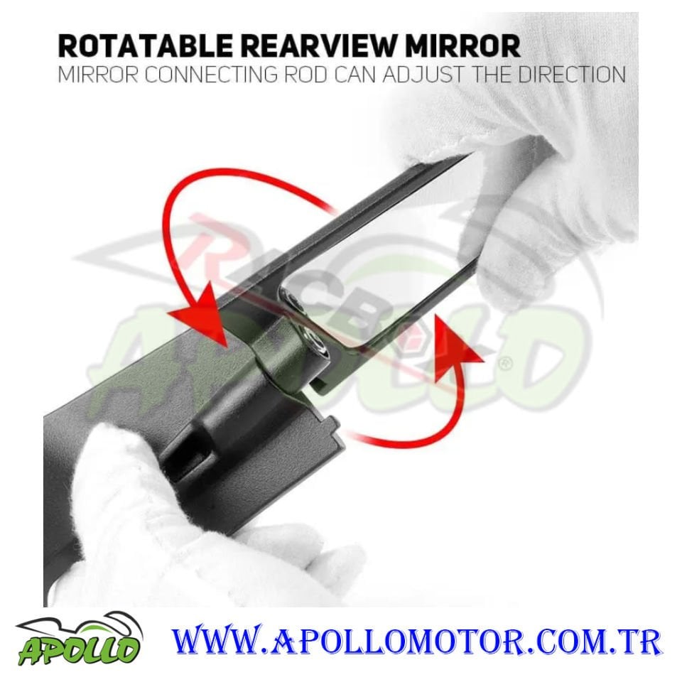 MOTOSİKLET GİDON KANAT AYNA UNİVERSEL H3390 V3 HONDA - YAMAHA - SUZUKİ BEYAZ CAMLI 180 Derece Dönebilen