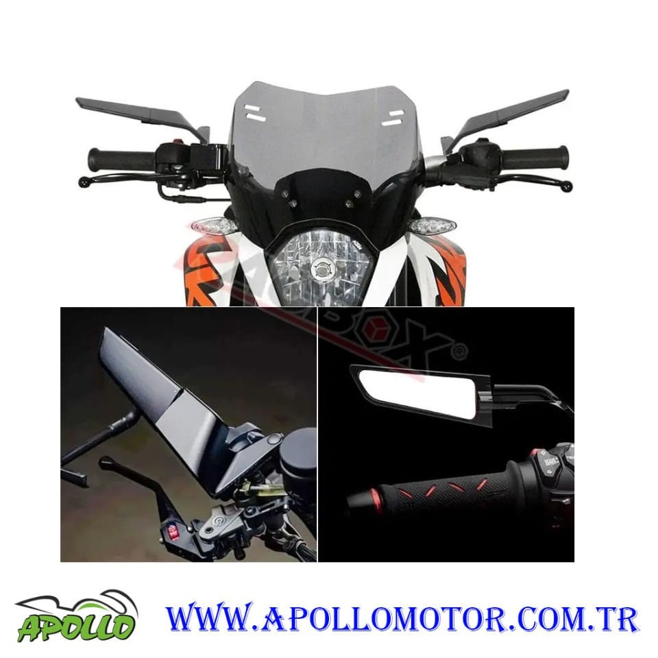 MOTOSİKLET GİDON KANAT AYNA UNİVERSEL H3390 V3 HONDA - YAMAHA - SUZUKİ BEYAZ CAMLI 180 Derece Dönebilen