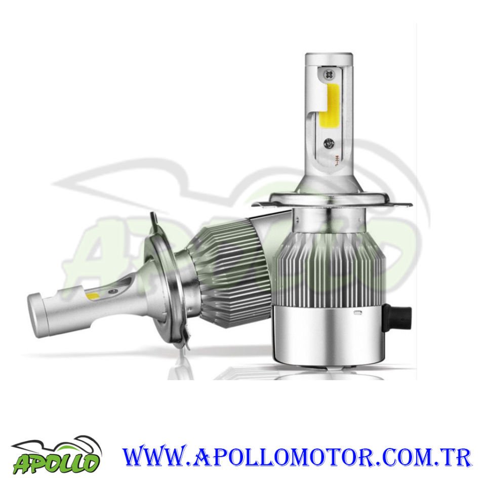 LED XENON FANLI H4 UYUMLU BEYAZ 2Lİ SET C6 MODEL