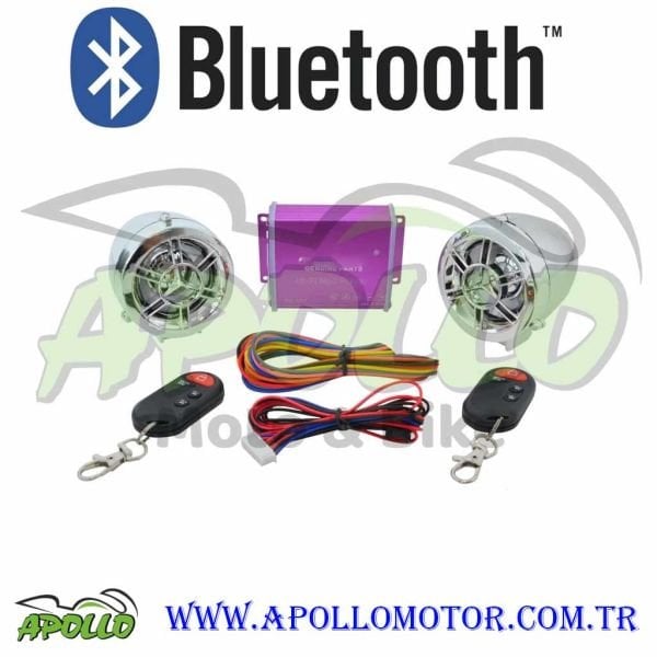 MOTOSİKLET ALARM + MP3 MÜZİK SETİ BLUETOOTH - KROM