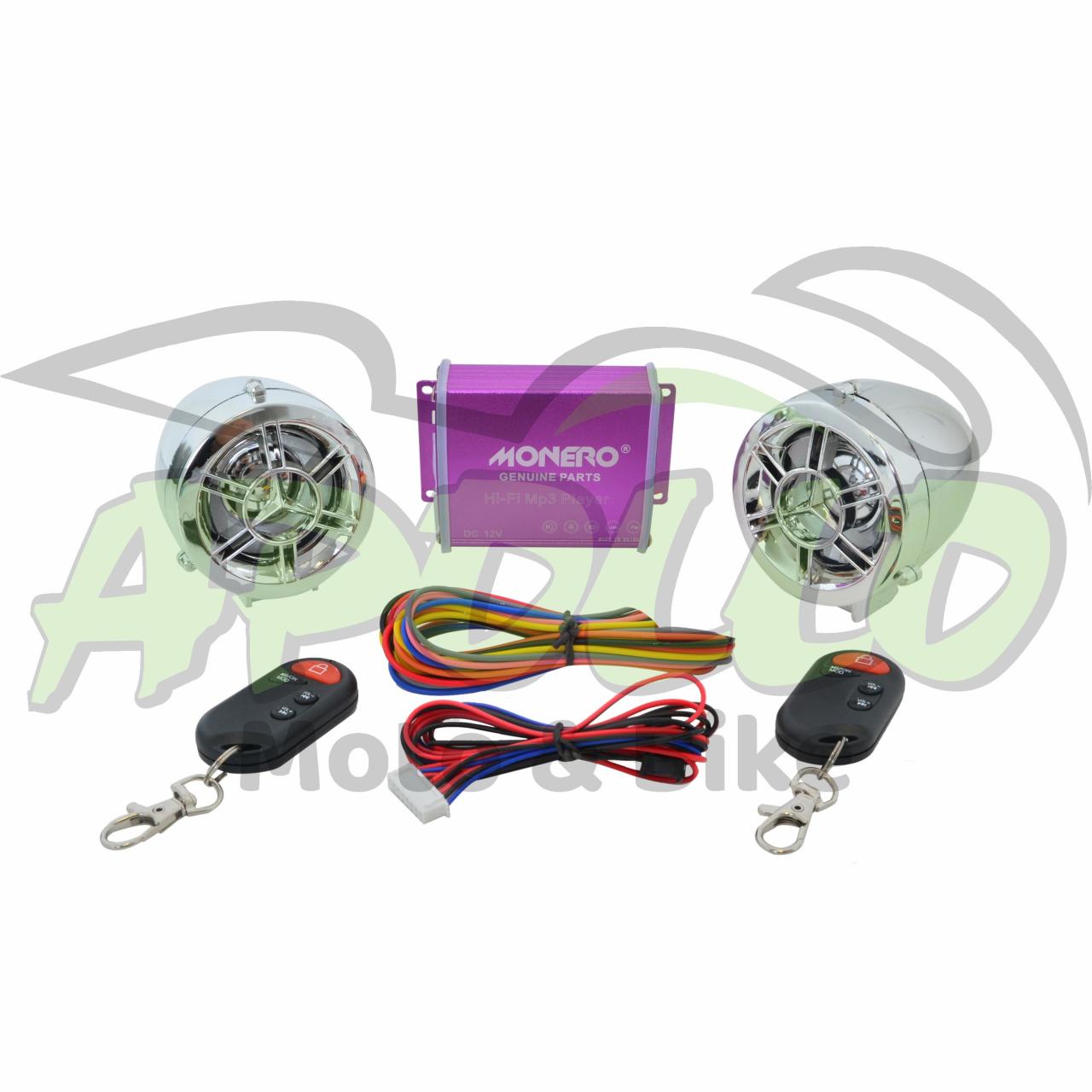 MOTOSİKLET ALARM + MP3 MÜZİK SETİ [M - R] KROM