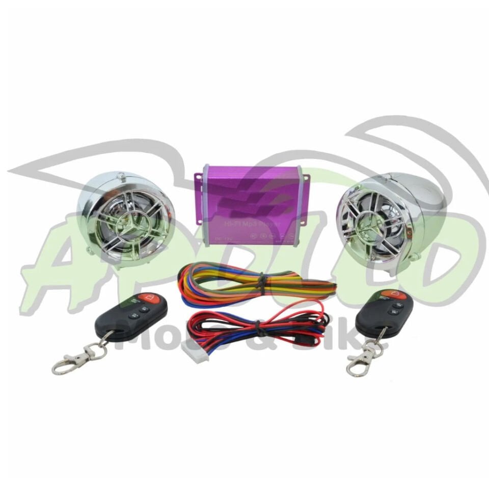 MOTOSİKLET ALARM + MP3 MÜZİK SETİ [M - R] KROM