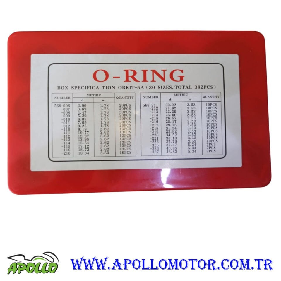 O-RİNG SETİ 30 FARKLI SİZE 382 ADET