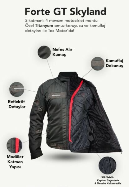 FORTE GT 2001079 SKYLAND 4 MEVSİMLİK MOTOSİKLET MONT