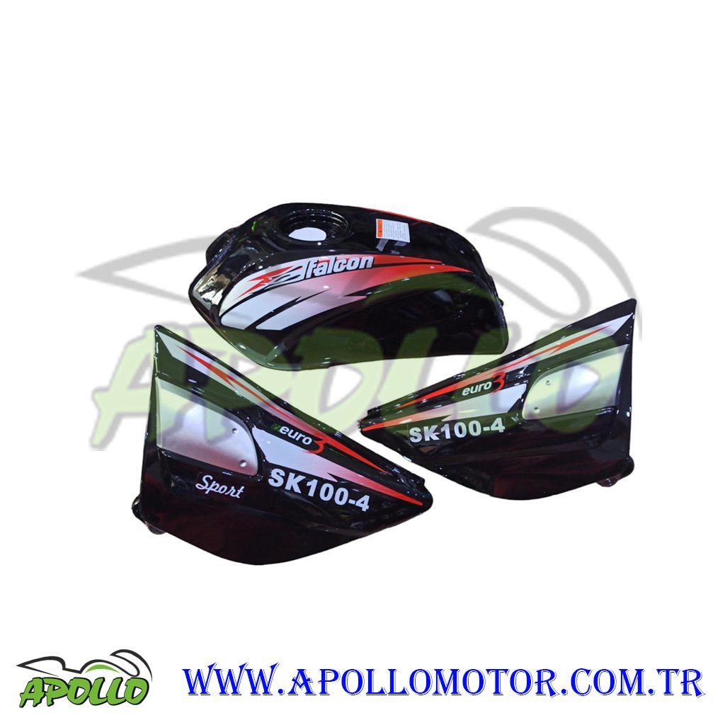 SK 100 SPORT FALCON BENZİN DEPOSU SİYAH + YAN KAPAK