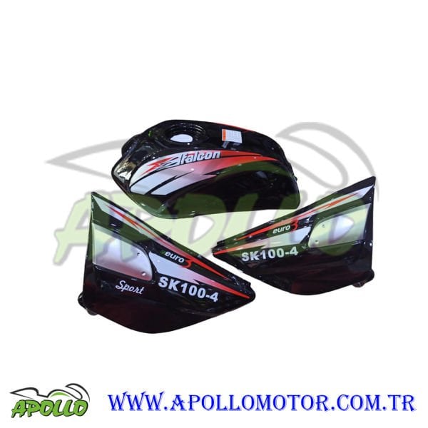 SK 100 SPORT FALCON BENZİN DEPOSU SİYAH + YAN KAPAK