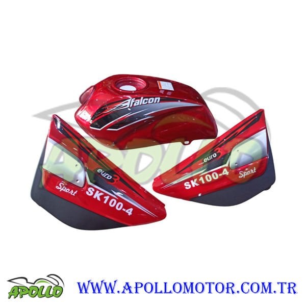 SK 100 SPORT FALCON BENZİN DEPOSU KIRMIZI + YAN KAPAK