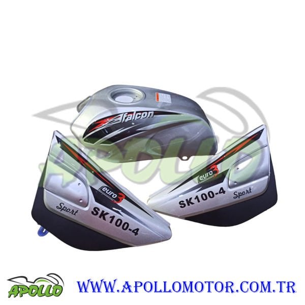 SK 100 SPORT FALCON BENZİN DEPOSU GRİ + YAN KAPAK