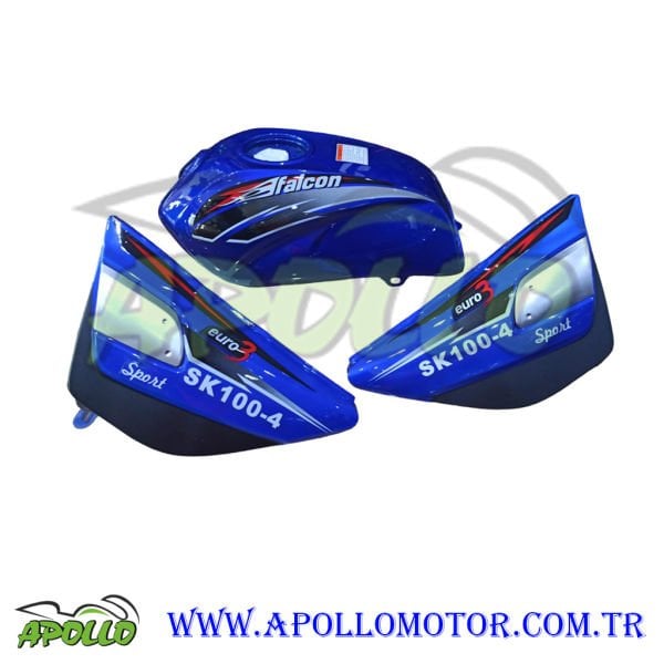 SK 100 SPORT FALCON BENZİN DEPOSU MAVİ + YAN KAPAK