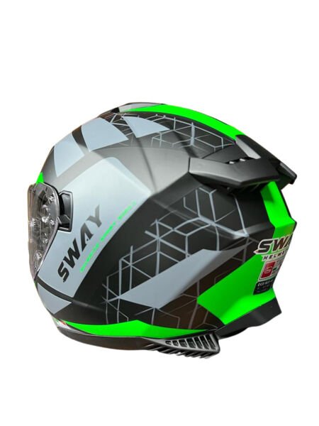 SWAY 865 GÜNEŞ GÖZLÜKLÜ KAPALI KASK - SİYAH GRİ YEŞİL