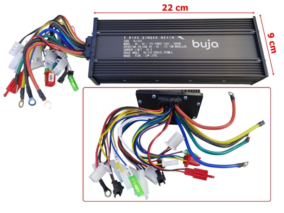 E-BİKE HIZ KONTROL CDİ AKILLI BEYİN 48-72V 1500-3000W KARA ŞİMŞEK