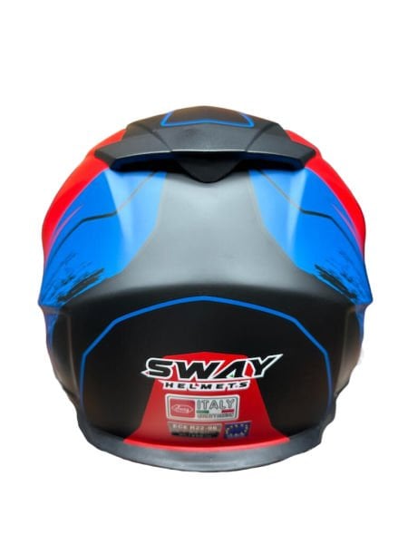 Sway SW-X60 Camlı Güneş Gözlüklü CROSS KASK SİYAH KIRMIZI