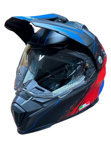Sway SW-X60 Camlı Güneş Gözlüklü CROSS KASK SİYAH KIRMIZI