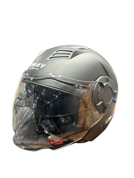 Sway 766 Camlı Güneş Gözlüklü YARIM KASK MATT SİYAH