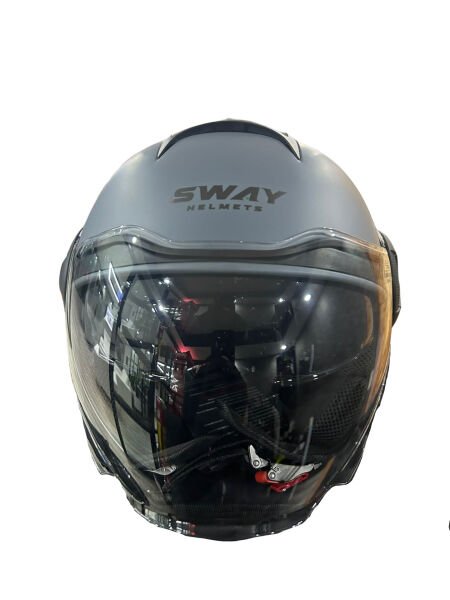 Sway 737 Camlı Güneş Gözlüklü YARIM KASK MATT GRİ