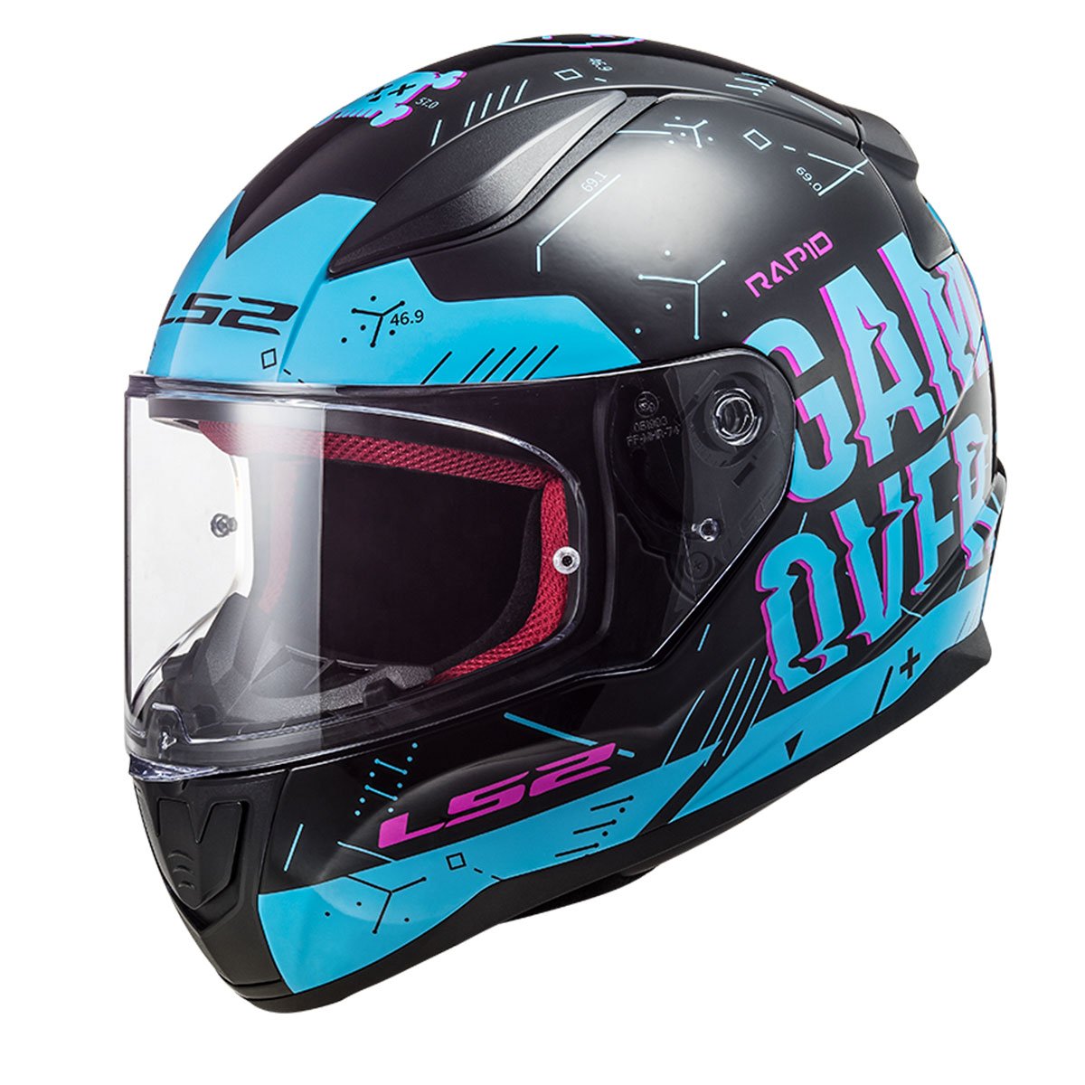 LS2 RAPID PLAYER SİYAH-MAVİ KAPALI KASK