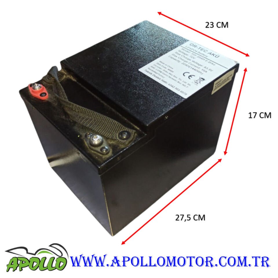 72 VOLT 20 AH LİTHİUM AKÜ ORTEC + ÖZEL LİTHYUM ŞARJ ALETİ