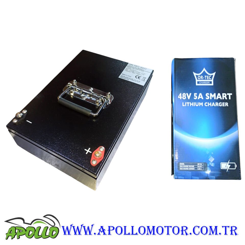 48 VOLT 15 AH LİTHİUM AKÜ ORTEC + ÖZEL LİTHYUM ŞARJ ALETİ