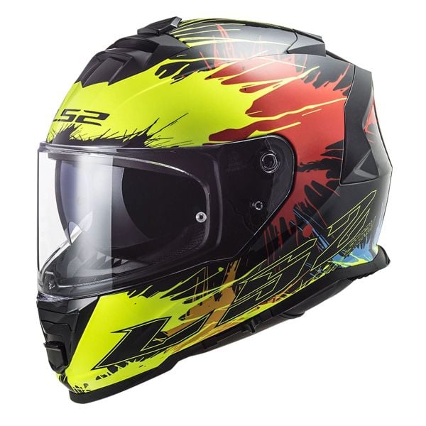 LS2 STORM 2 DROP SİYAH-SARI-KIRMIZI KAPALI KASK