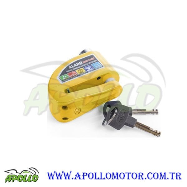 MOTOSİKLET DİSK KİLİDİ ALARIMLI HSB SARI