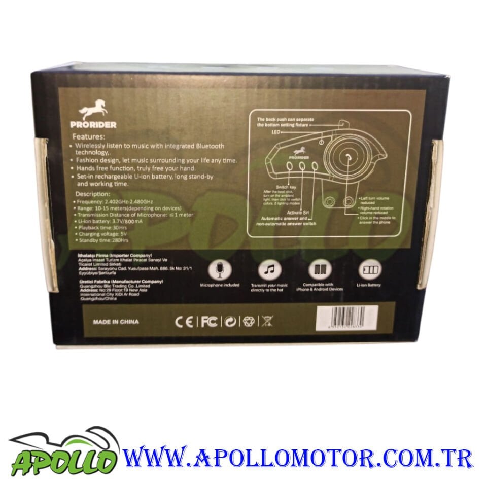 PRORİDER BT 35 İNTERCOM Bluetooth 5.0