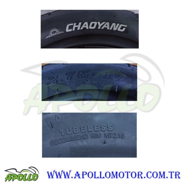 2.75 x 10 TUBELESS DIŞ LASTİK CHAOYANG